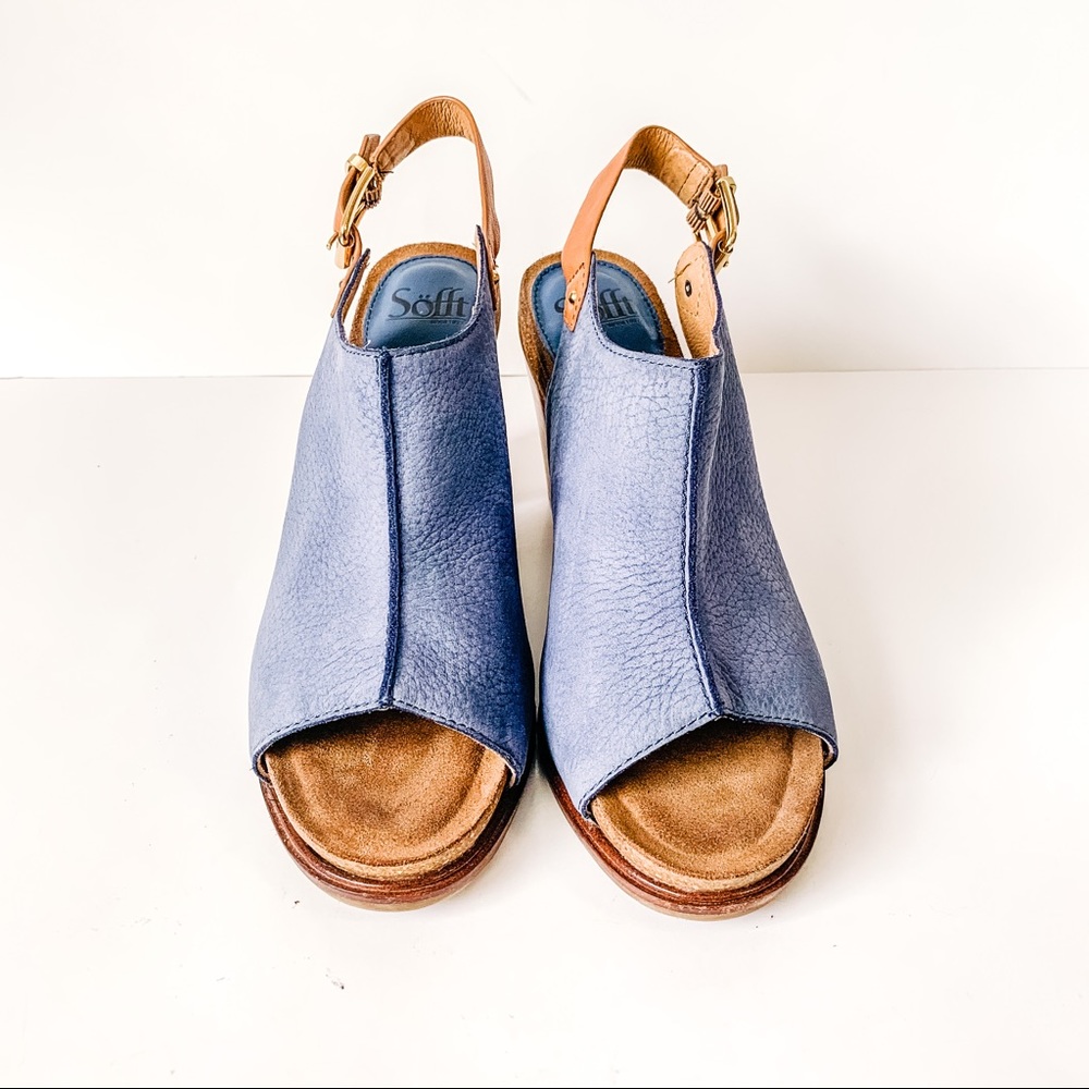 Sofft Blue and Tan Heeled Sandals - Picture 2 of 16